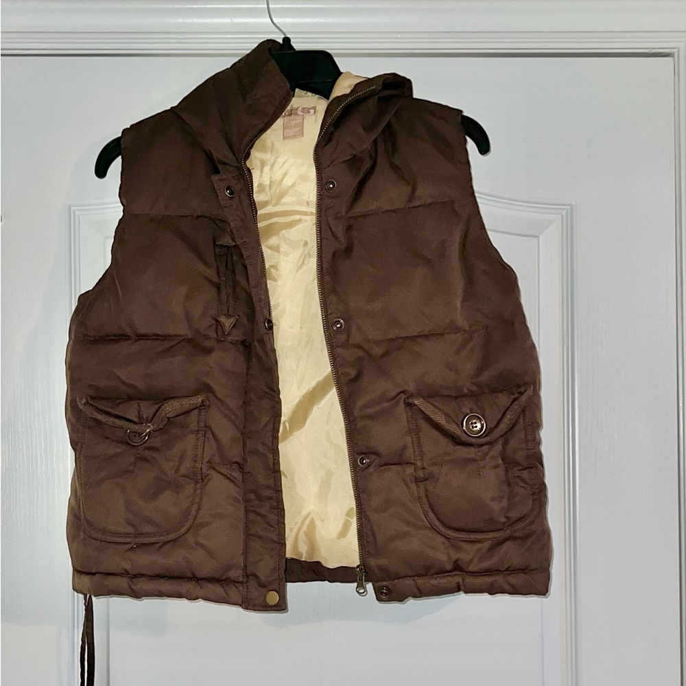 Gadzooks Pre Loved Brown Puffer Vest- Juniors Size Large